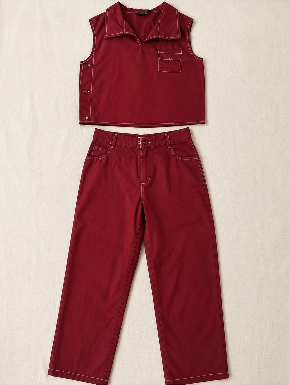 Vintage Y2•BLU Y2K 2 Piece Pant Set Crop Top Straight Leg Women’s Sz 15 NWT
